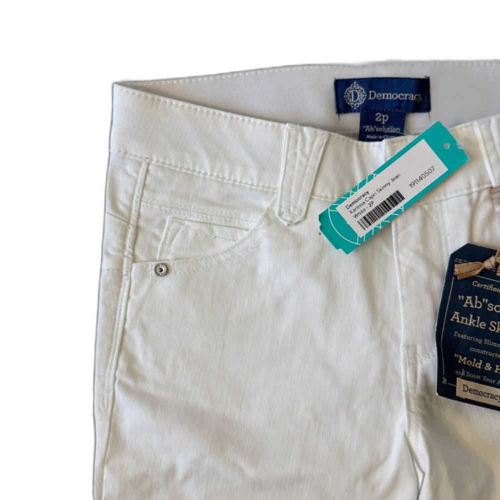 Democracy | AB Solutions Skinny Leg Crop Jeans in White Size 2 Petite NWT New - Picture 6 of 11